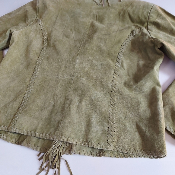 CHICO'S DESIGN Green Leather Jacket Size 3 ($198 New) - Picture 9 of 17